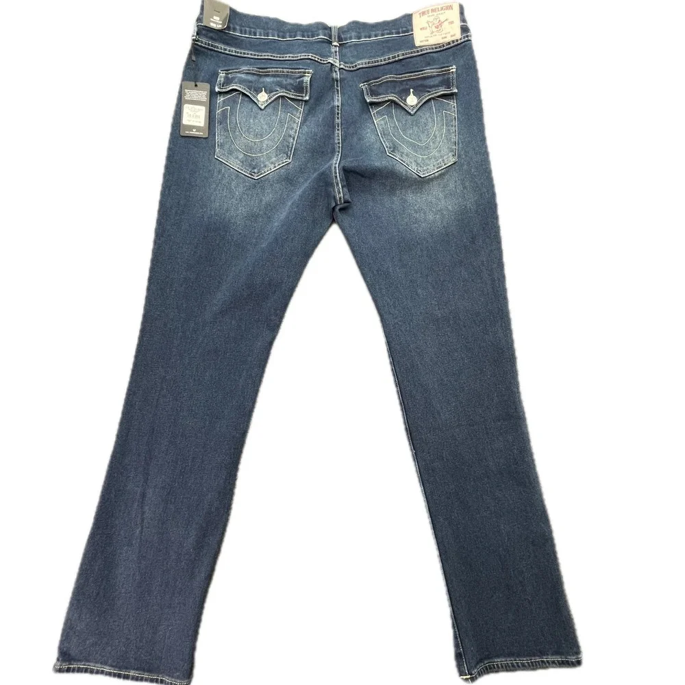 True Religion Ricky Relaxed Straight SN Flap 40x34‎ Jeans Dark Woodland Wash Men